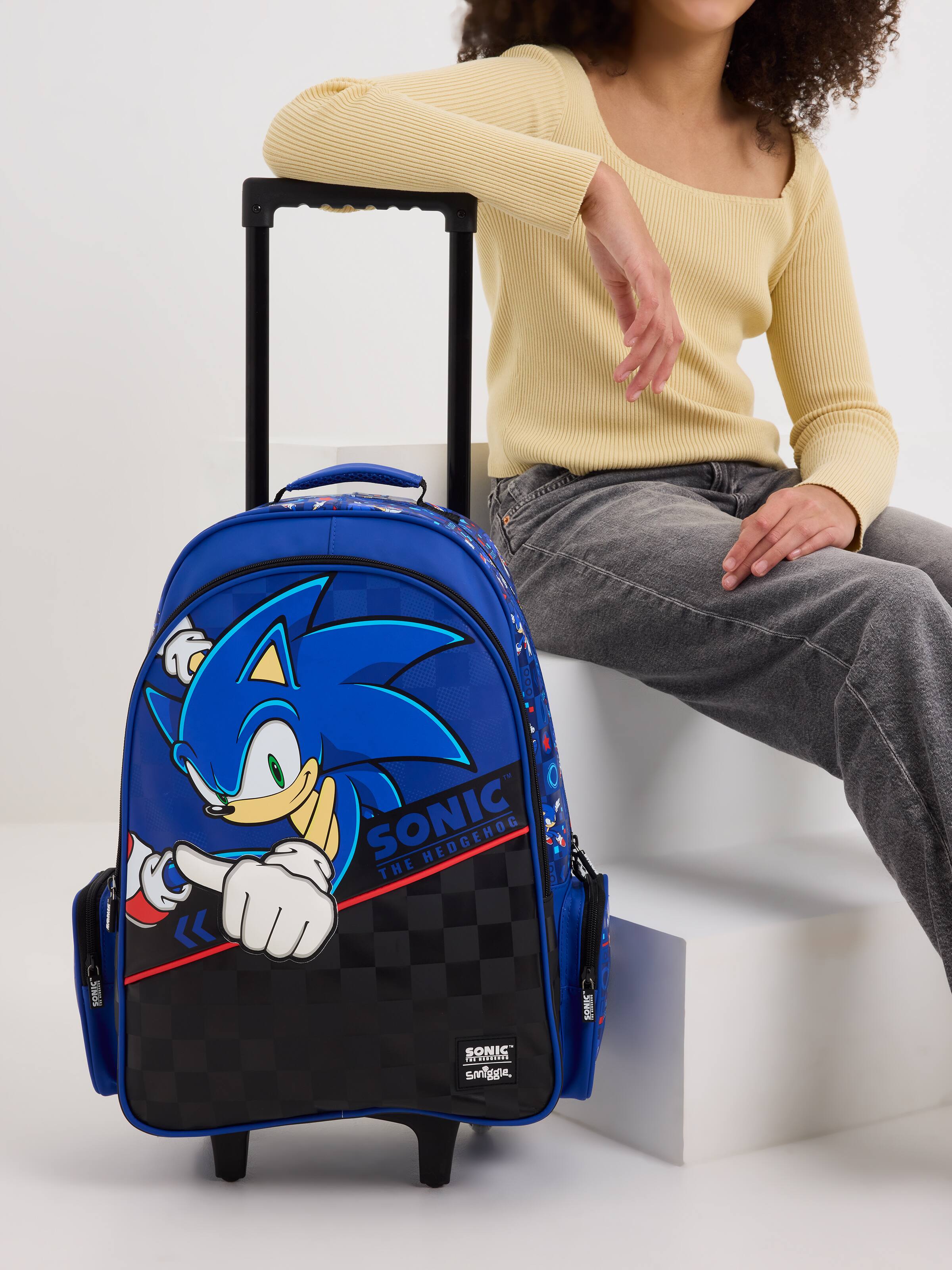 Sonic The Hedgehog Trolley Backpack With Light Up Wheels